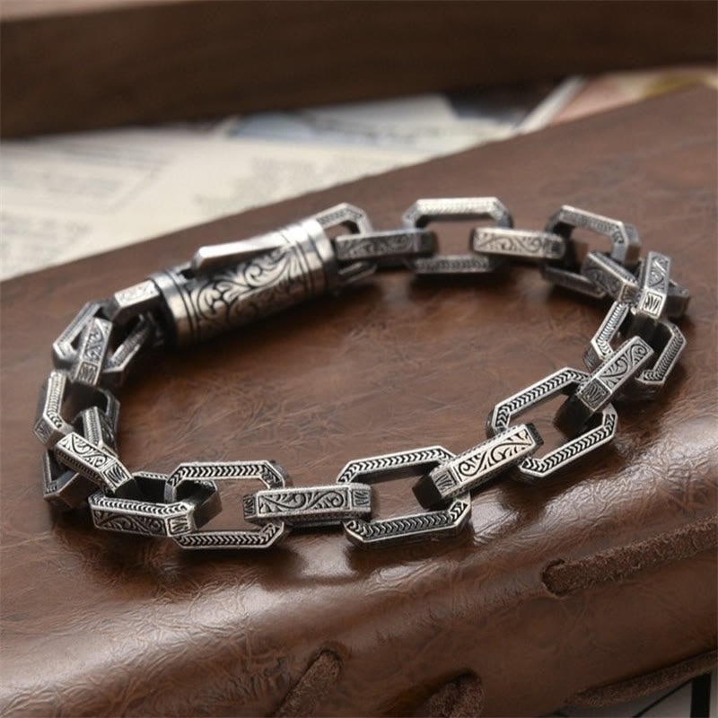 Fortune Jewel Vintage Tang Dynasty Flower Design Engraved Luck Energy Bracelet