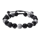 Fortune Jewel Vintage Lava Rock Black Obsidian Picasso Jasper Beads Support Rope Bracelet