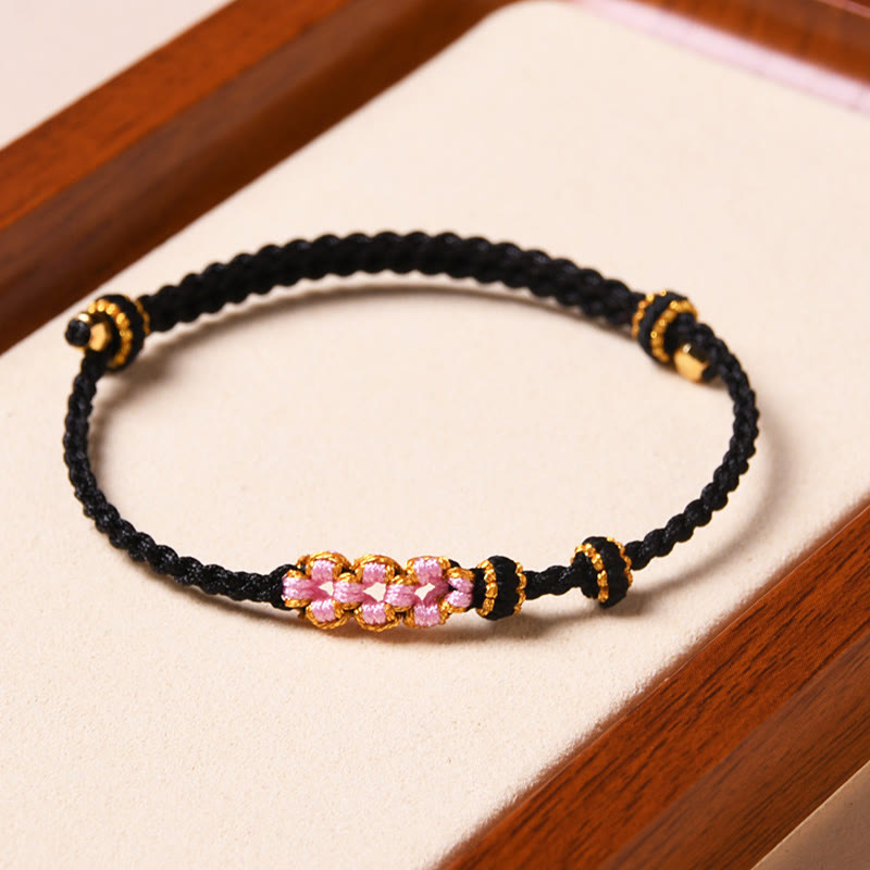 Fortune Jewel Handmade Peach Blossom Protection Braided Rope Bracelet