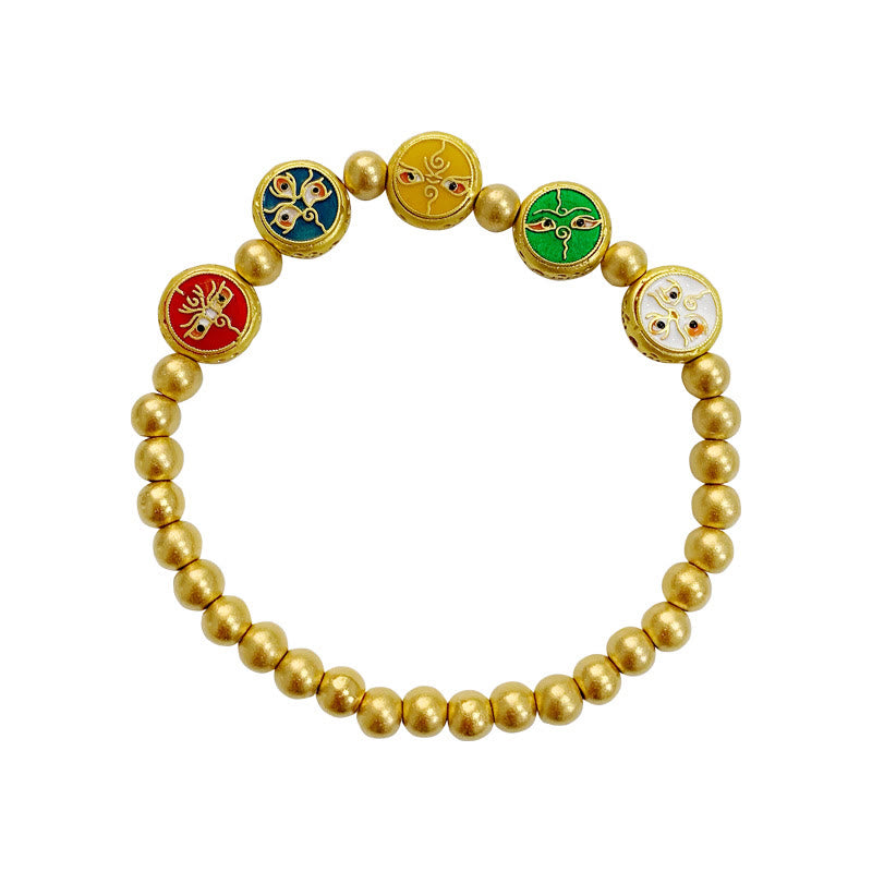 Fortune Jewel Tibetan Five God Of Wealth Copper Beads Luck Bracelet