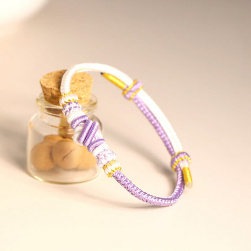 Fortune Jewel Two-Color Rope Handcrafted Eight Thread Peace Knot Luck Connection Bracelet