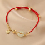 Fortune Jewel "Wishing You Peace and Protection" Jade Red Rope Bracelet Includes Gift Message Card Fortune Jewel