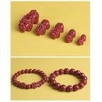Fortune Jewel Natural Double PiXiu Cinnabar Om Mani Padme Hum Wealth Luck Bead Bracelet