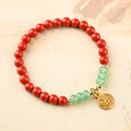 Fortune Jewel Tibetan Cinnabar Green Aventurine Luck Bracelet Necklace