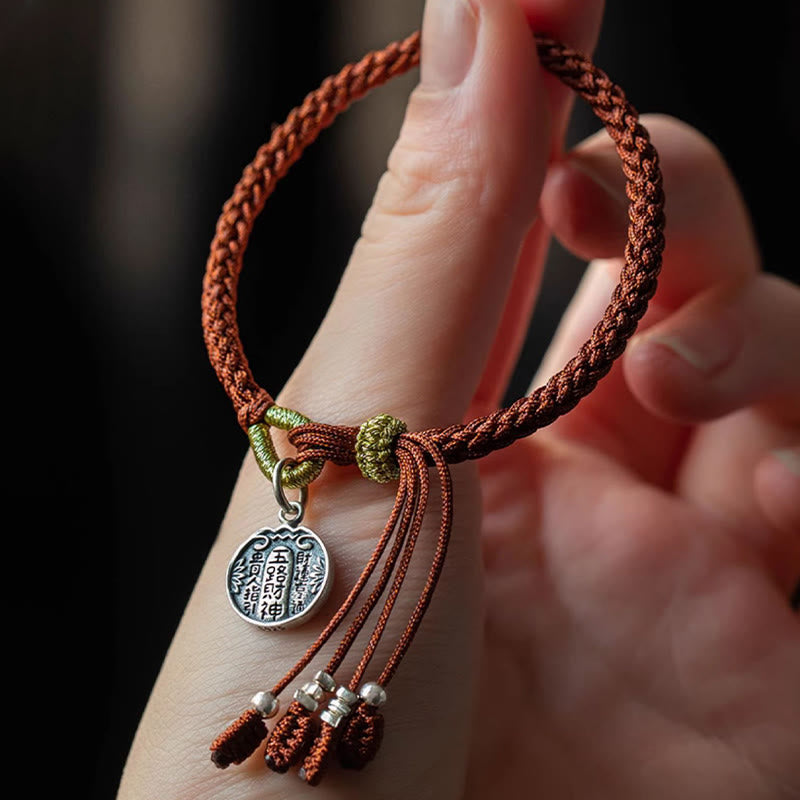 Fortune Jewel Handmade 925 Sterling Silver Five Directions Gods of Wealth Luck Protection String Braid Bracelet