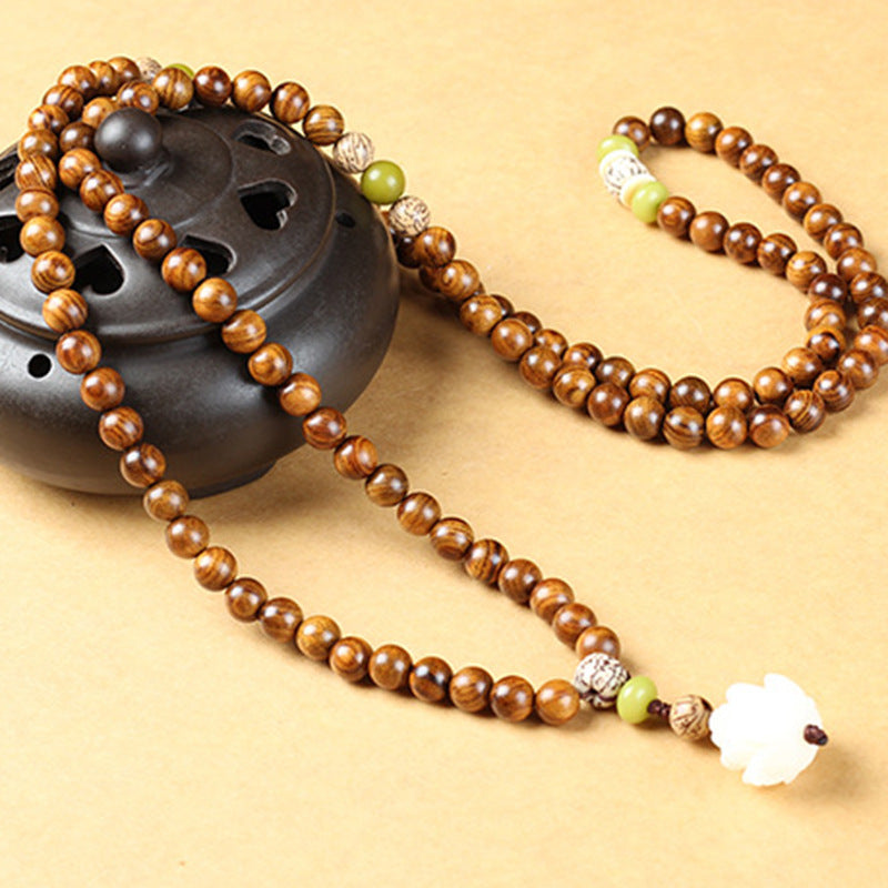 Fortune Jewel Tibetan Rosewood Lotus Mala Protection Calm Necklace Bracelet