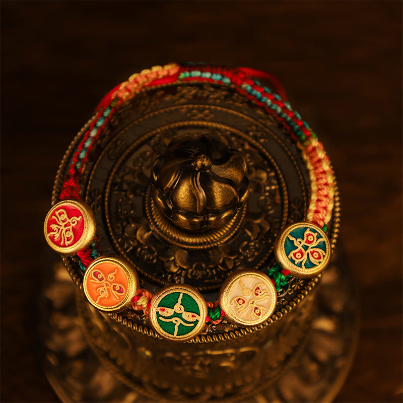 Fortune Jewel Tibetan Five God Of Wealth Colorful Rope Braided Luck Bracelet