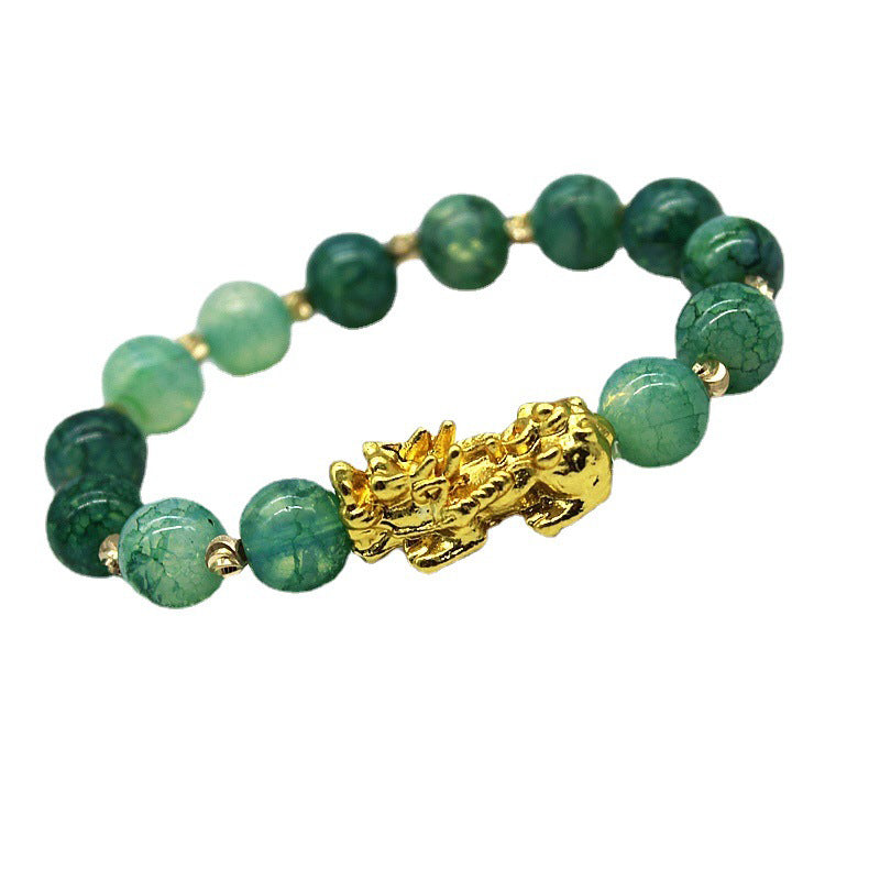 Handmade Cyan Jade Feng Shui Pi Xiu Success Bracelet