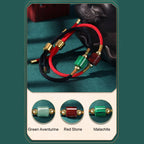 Fortune Jewel Tibet Handmade Green Aventurine Red Stone Malachite Luck Protection Braided Rope Bracelet