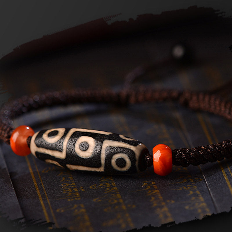 Fortune Jewel Tibetan Nine-Eye Dzi Bead Prosperity String Bracelet