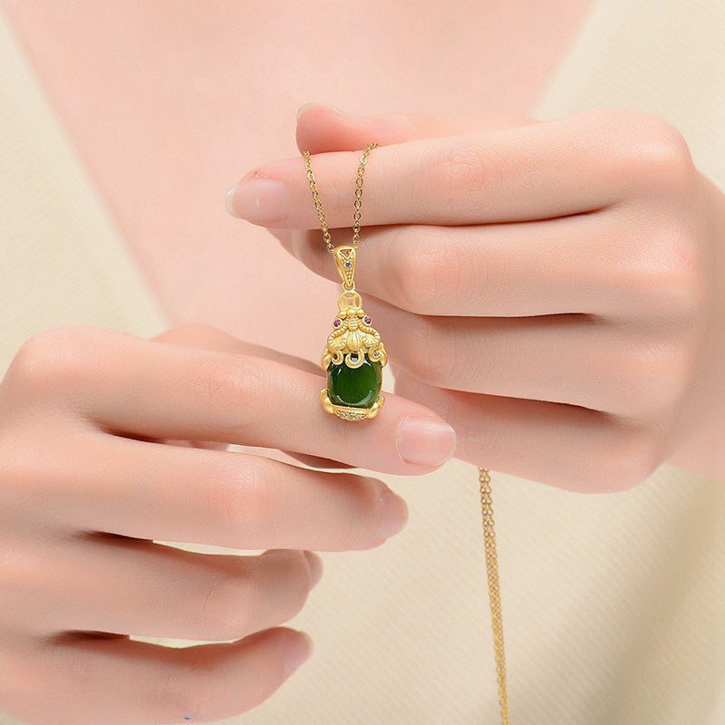 Fortune Jewel Natural Jade PiXiu Balance Necklace