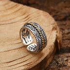 Fortune Jewel 925 Sterling Silver Tang Dynasty Flower Design Luck Adjustable Ring