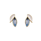 Buddha Stones Leaf Design Luck Stud Earrings