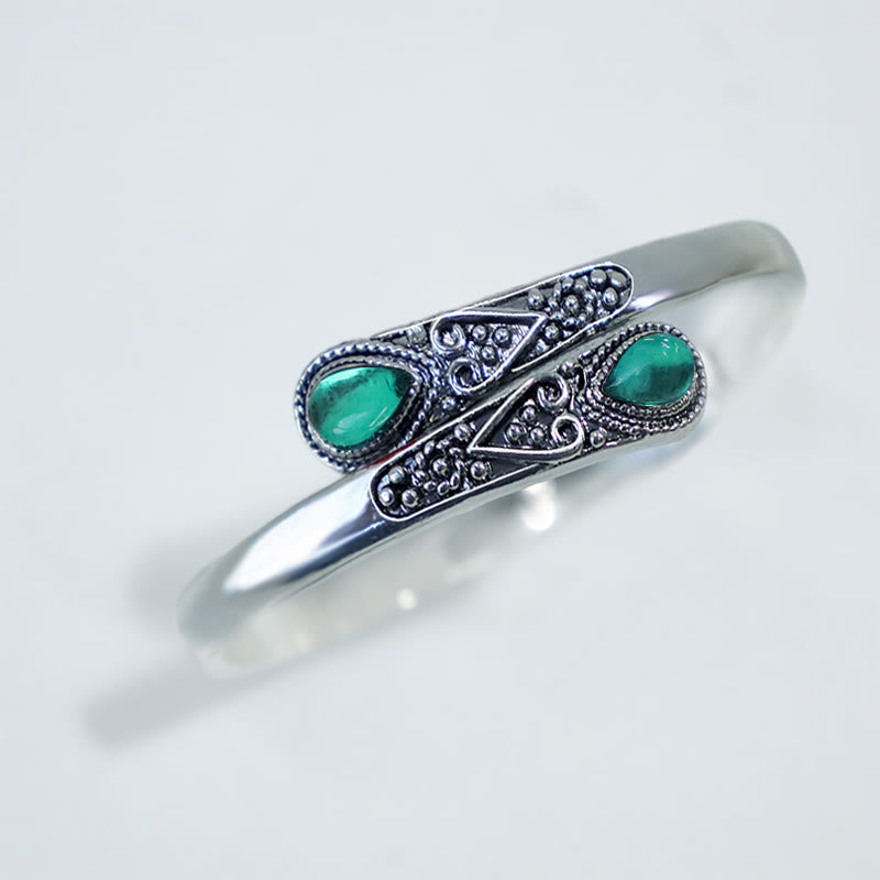 Fortune Jewel Zircon Water Drop Pattern Healing Cuff Bracelet Bangle