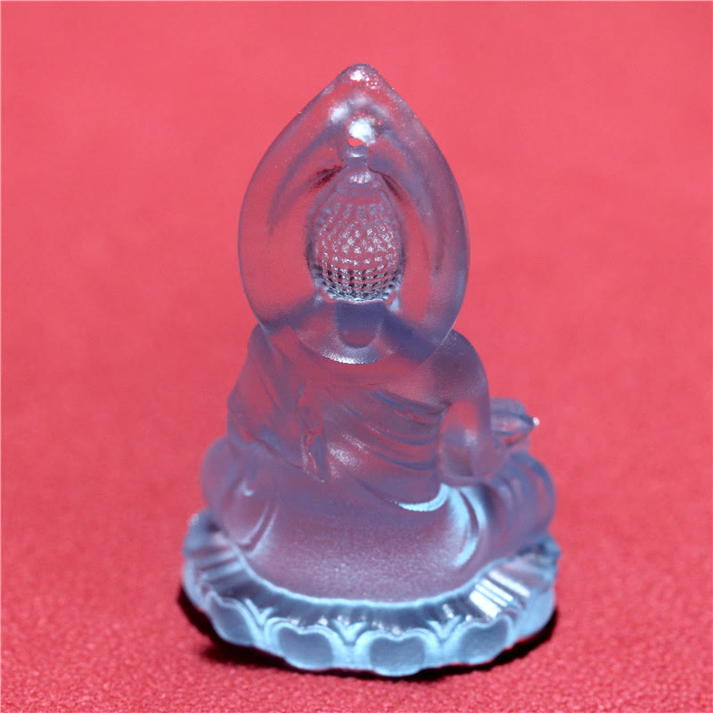 Fortune Jewel Blue Tathagata Buddha Medicine Buddha Liuli Crystal Serenity Amulet Necklace Pendant Fortune Jewel