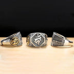 Fortune Jewel 925 Sterling Silver Sanskrit Design Carved Protection Adjustable Ring