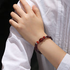 Fortune Jewel Natural Garnet Red Agate Protection Triple Layer Bracelet