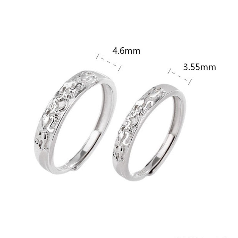 Fortune Jewel 925 Sterling Silver PiXiu Balance Adjustable Couple Ring