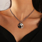 2pcs Yin Yang Pendant Couple Necklace Fortune Jewel