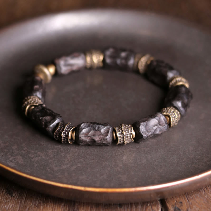 Fortune Jewel Tibetan Ebony Wood Copper Calm Peace Bracelet