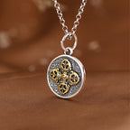 Fortune Jewel 925 Sterling Silver Double Dorje Vajra Blessing Necklace Pendant