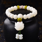 Fortune Jewel Lotus Natural White Bodhi Seed Luck Bracelet