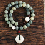 Fortune Jewel Cyan Bodhi Seed Lotus Jade Peace Buckle Wisdom Double Wrap Bracelet