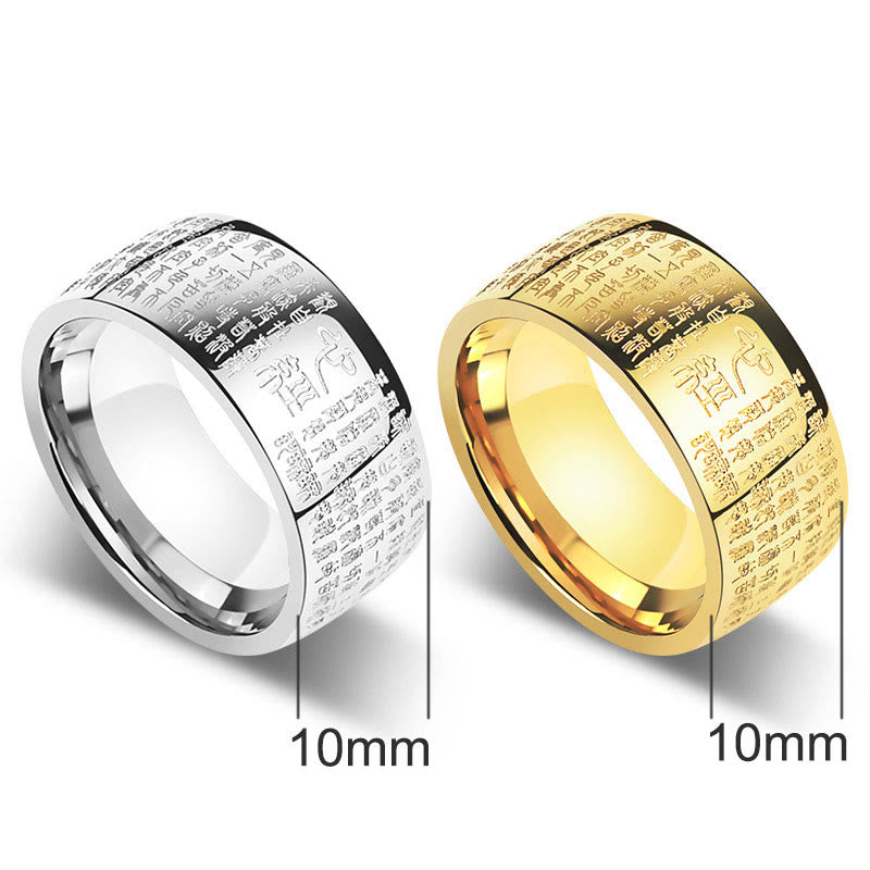 Fortune Jewel FengShui Buddhism Ancient Heart Sutra Lucky Ring