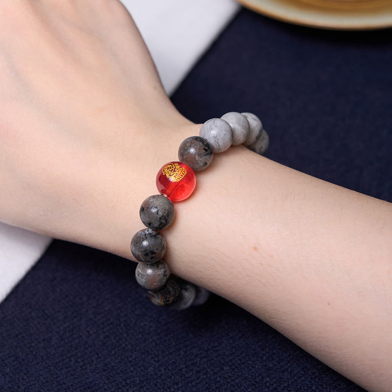 Fortune Jewel Tibetan Nine-Eye Dzi Bead Picasso Jasper Positive Bracelet