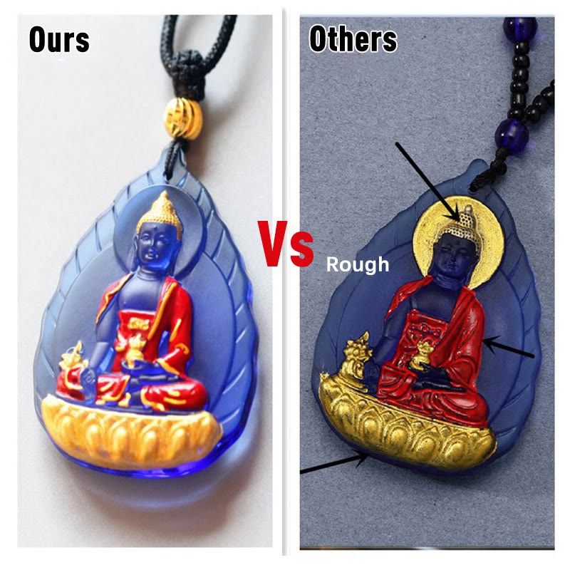 Fortune Jewel Tibet Medicine Buddha Liuli Crystal Compassion Necklace Pendant Fortune Jewel