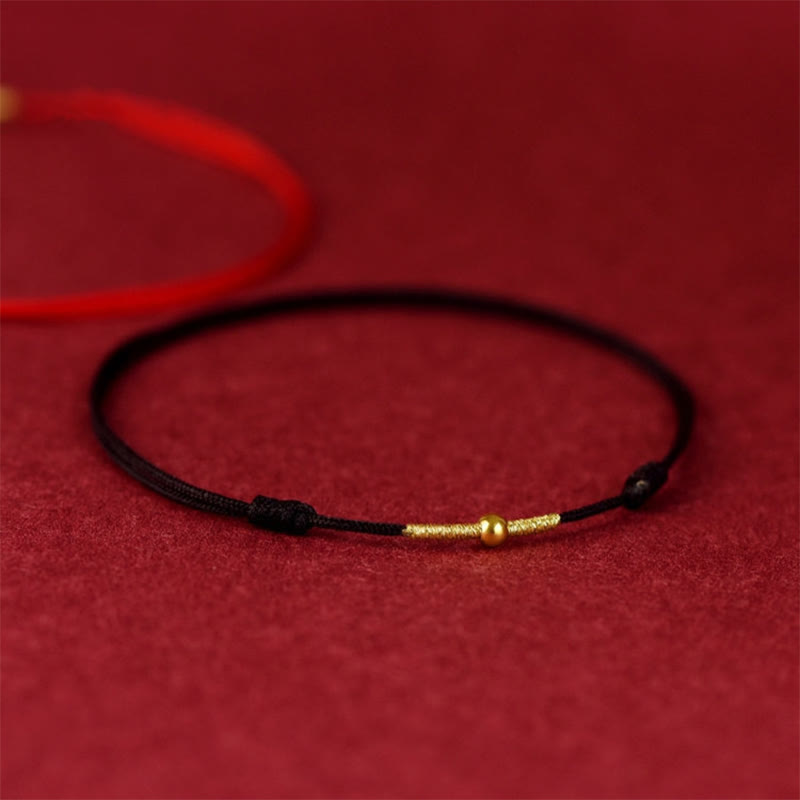 Fortune Jewel 925 Sterling Silver Golden Bead Protection Braided Rope Bracelet Anklet