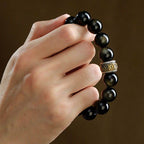 Fortune Jewel Gold Sheen Obsidian PiXiu Cinnabar Om Mani Padme Hum Protection Bracelet