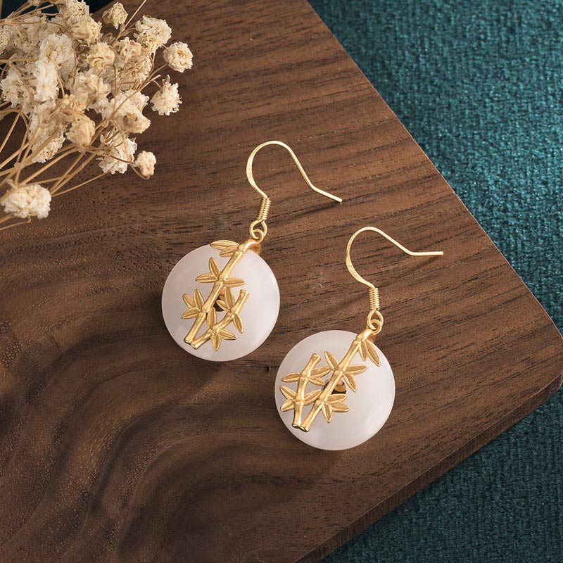 Fortune Jewel FengShui White Jade Fortune Earrings