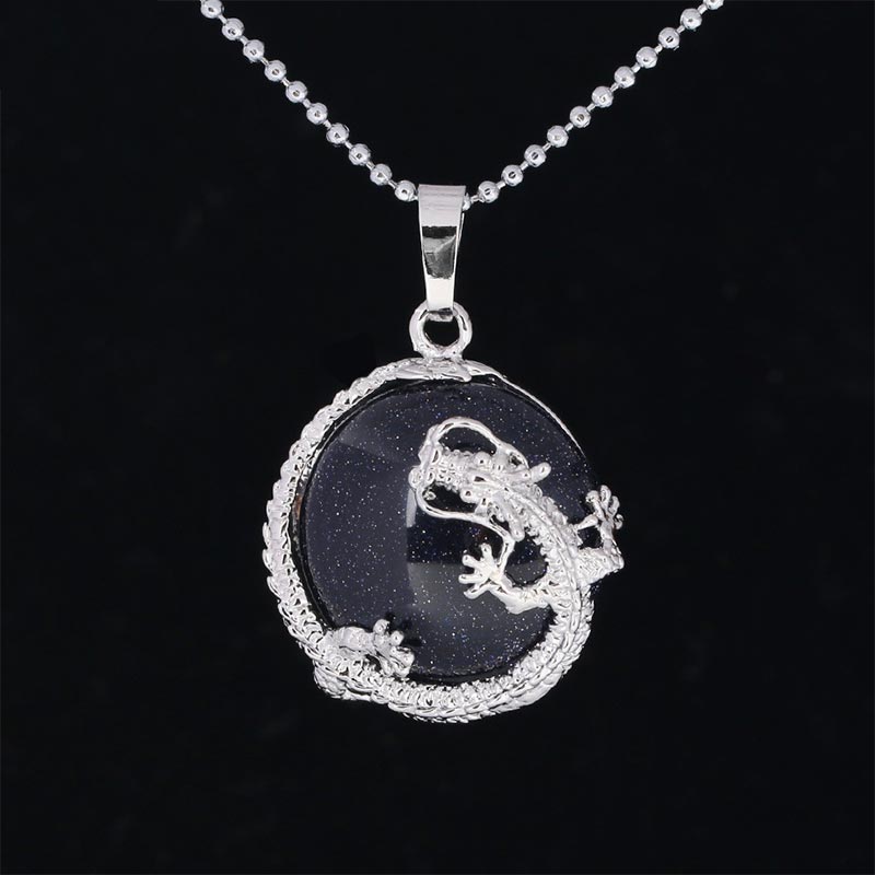 Fortune Jewel Chinese Dragon Natural Quartz Crystal Healing Energy Necklace Pendant