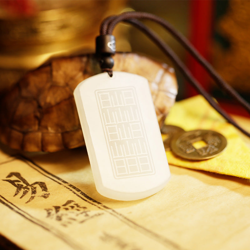 Buddha Stones White Jade PiXiu Yin Yang Luck Protection Necklace Pendant Fortune Jewel