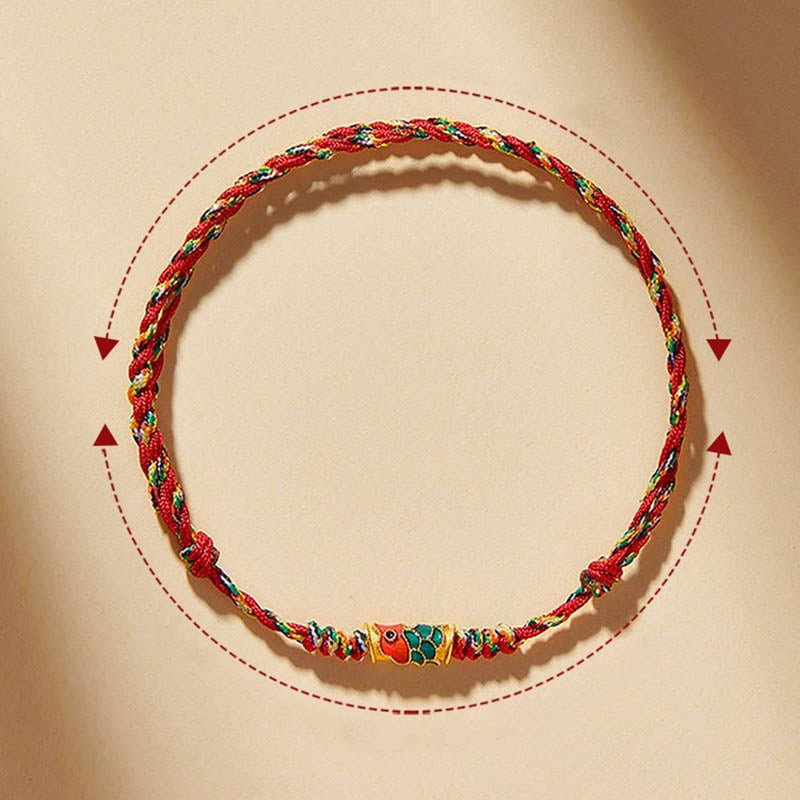 Fortune Jewel Handcrafted Koi Fish Wealth Prosperity Braided Rope Bracelet