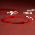 Fortune Jewel 925 Sterling Silver Endless Knot Protection Luck Red String Bracelet Anklet