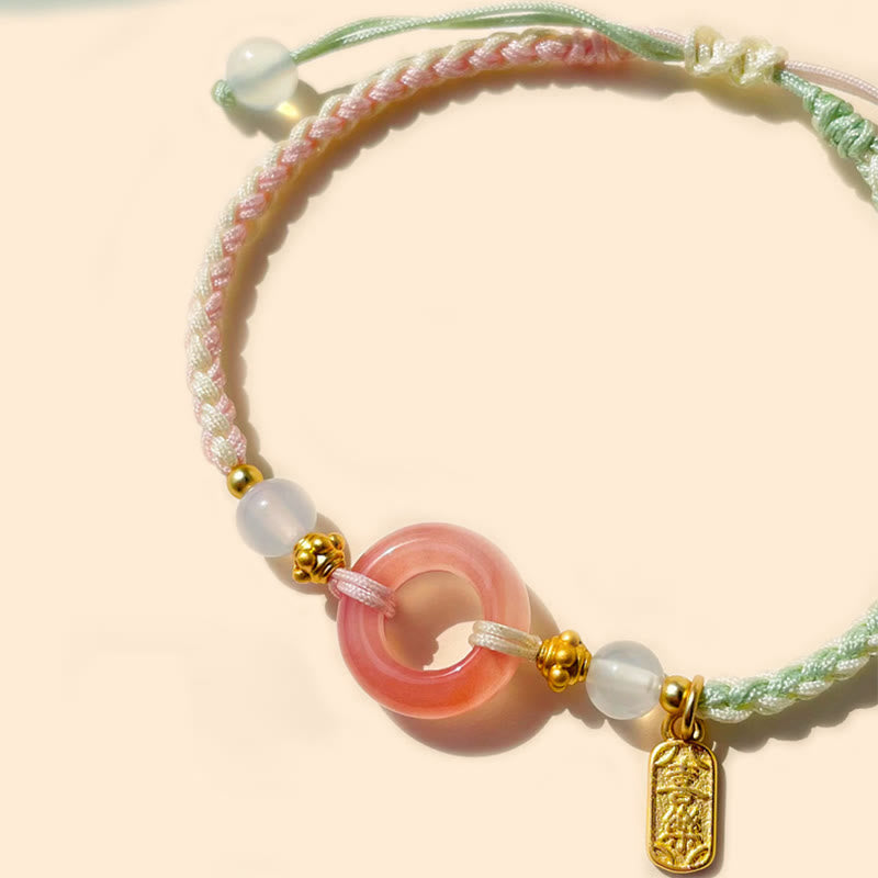 Fortune Jewel Peace And Joy Agate Peace Buckle Auspicious Handmade Braided Bracelet