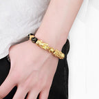 Buddha & Karma Gold-Plated Double Pixiu Bracelet - Extreme Wealth & Protection