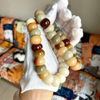 Milky Coffee Garlic Clove Bodhi Bracelet – 14mm Beads, Playable & Stress-Relieving