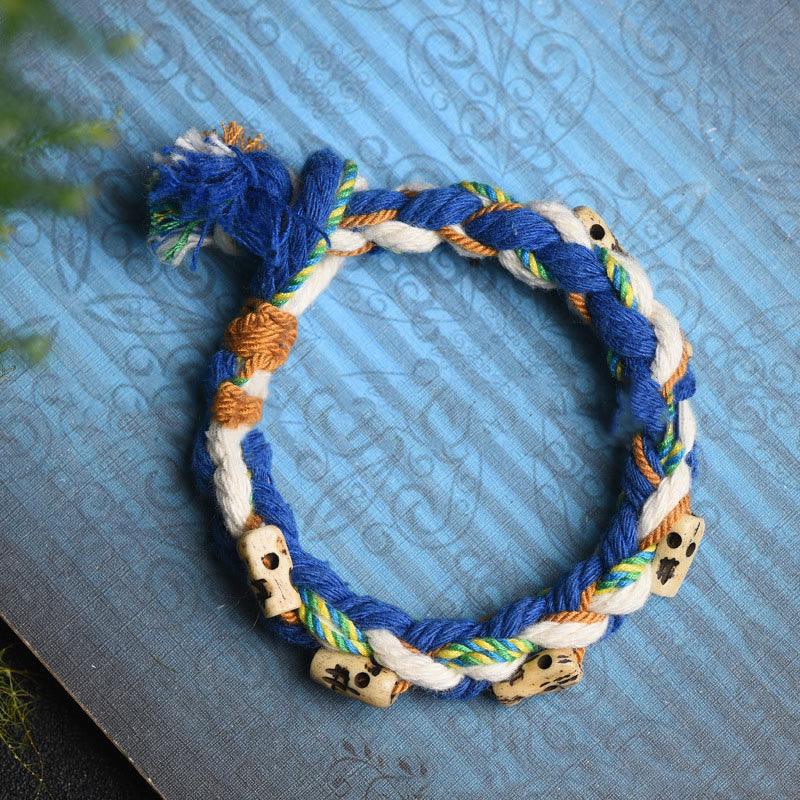 Fortune Jewel Tibetan Zakiram Goddess of Wealth Bead Engraved Handmade Luck Bracelet