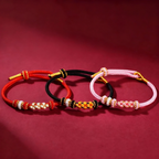 Handmade Red String Couple & Best Friend Bracelet with Double Heart Knot – Adjustable Good Luck Charm