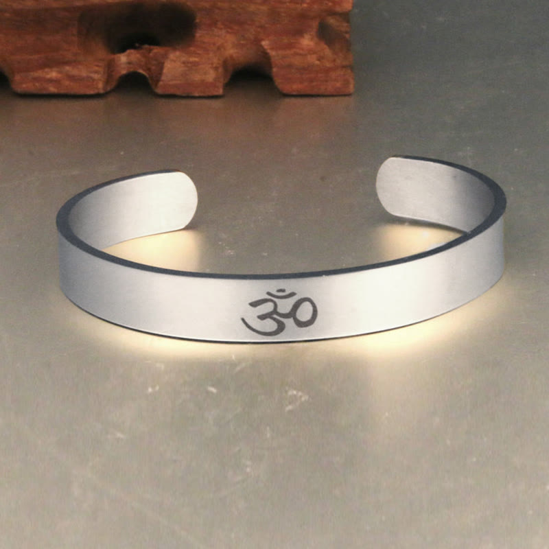 Fortune Jewel Tibetan OM Symbol Mindfulness Cuff Bracelet Bangle