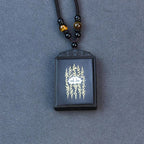 Fortune Jewel 999 Sterling Silver Ebony Wood Lotus Inlaid Calm Necklace Pendant Fortune Jewel