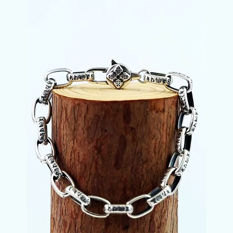 Fortune Jewel Om Mani Padme Hum Double Dorje Copper Engraved Wisdom Bracelet