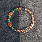 Fortune Jewel Tibetan Colorful Glass Beads Copper Wealth Bracelet