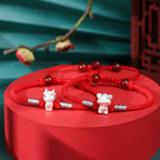 Fortune Jewel 999 Sterling Silver Chinese Zodiac Luck Strength Red String Bracelet