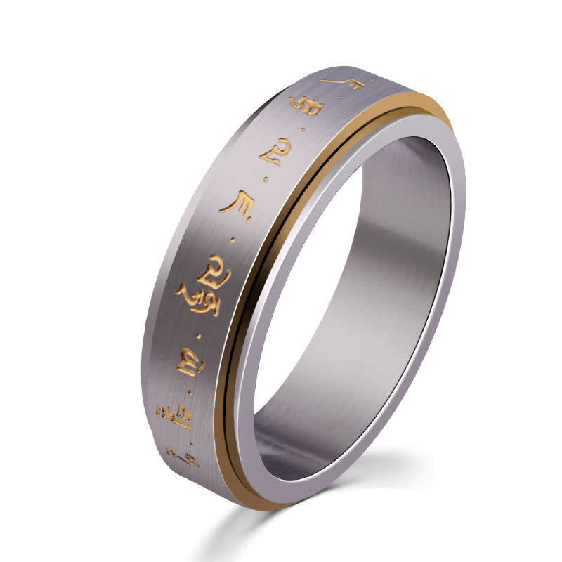 Fortune Jewel Mantra Titanium Steel Balance Rotatable Ring