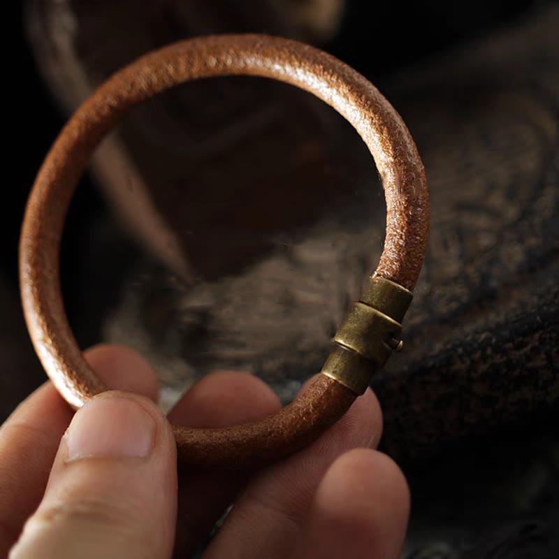 Fortune Jewel Retro Leather Luck Healing Copper Magnetic Buckle Bracelet