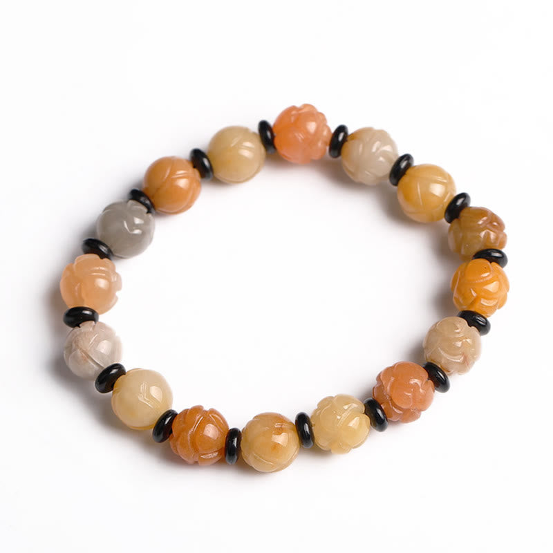 Fortune Jewel Golden Silk Jade Lotus Wealth Luck Bracelet